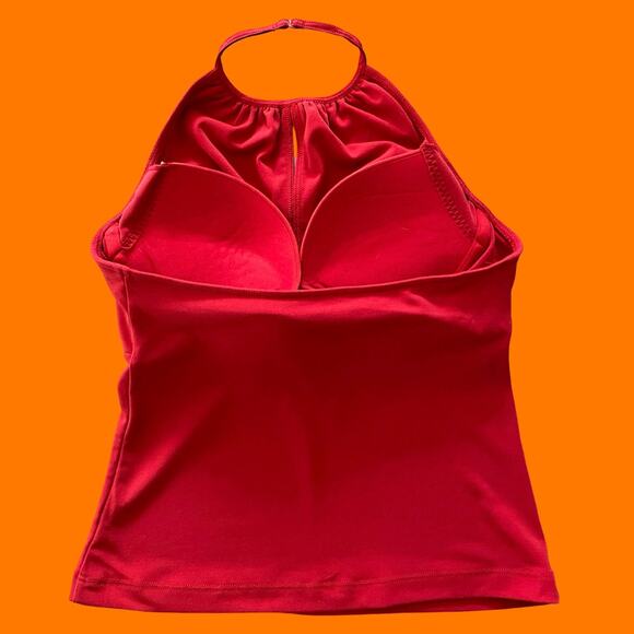 00's vintage orange high neck keyhole halter bodycon y2k cropped tank top XS - Picture 6 of 7